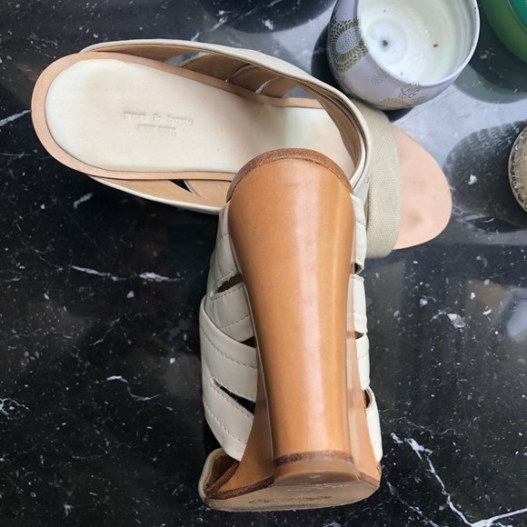 RAG & BONE Leather and Canvas Wedge Sandals - Picture 3 of 5